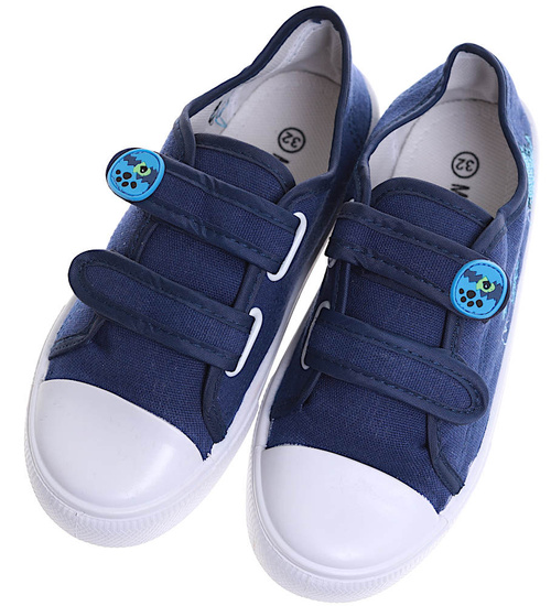 Granatowe tenisówki chłopięce na rzepy z dinozaurem /F8-1 16855 T187/