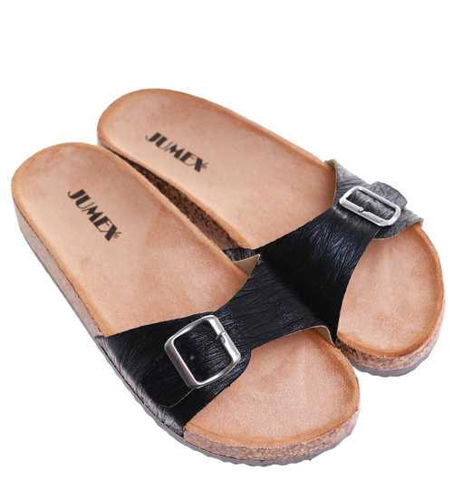  Czarne profilowane klapki damskie /G7-2  17715 T182/