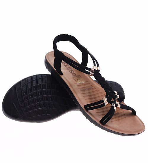 Czarne płaskie sandały damskie /D2-2 16596 T343/