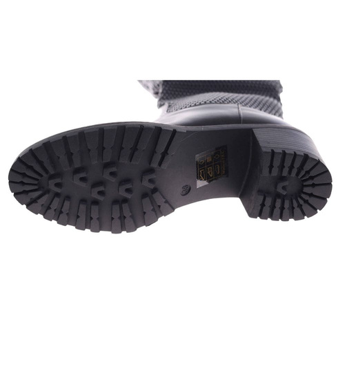 Ocieplane czarne kozaki na klocku /E2-1 +h2 12747 T126/