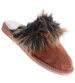 Skórzane ocieplane kapcie damskie Brązowe /G1-1 15447 S198/