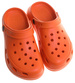 Pomarańczowe klapki na koturnie wodoodporne /H2 17858 G008/