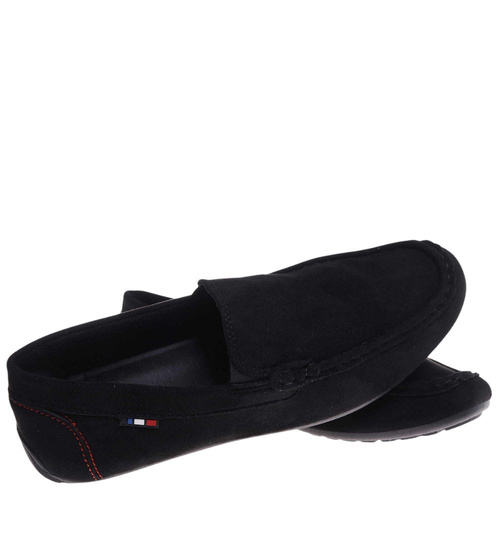 Czarne wsuwane mokasyny półbuty /B1-2 18027 T386 +H2/