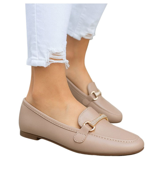 Wsuwane beżowe baleriny lordsy /H2 18480 W7-38/