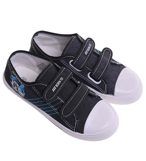 Czarne tenisówki chłopięce na rzepy /F6-1 18030 T189/