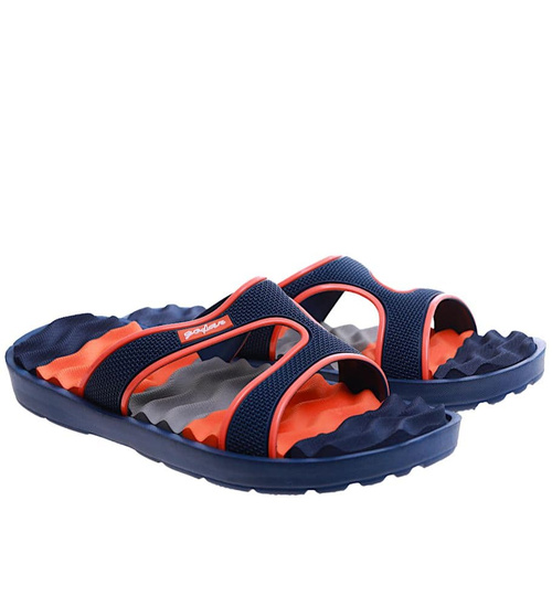 Basenowe klapki męskie Granatowe pomarańczowe /D6-1 17191  T087/