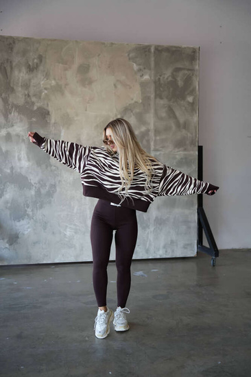 Brązowo biała bluza damska Bgcouture /H UB661 L121/