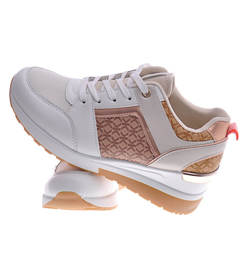 Białe trampki sneakersy na niskim koturnie /E8-2 12943 T595/