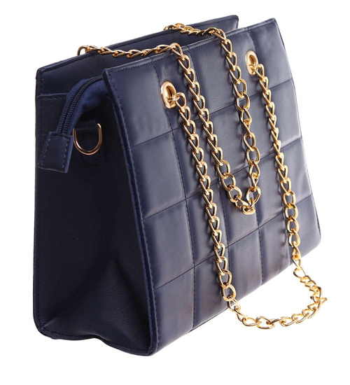 Granatowa torebka kuferek z łańcuszkiem i paskiem /H2 K27 TB675 G195/
