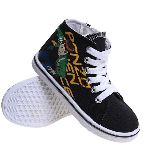 Sznurowane czarne trampki chłopięce /C6-1 7549 S097/