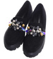 Czarne półbuty loafersy na platformie z kamieniami /A8-2 18483 T203/