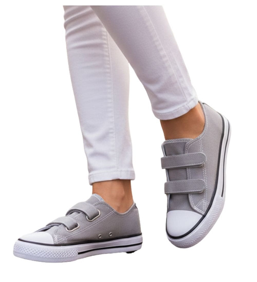 Szare tenisówki dla dziewczynki na rzepy /G2-2 18635 T286/