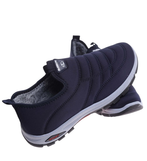 Wsuwane sneakersy męskie z ociepleniem Granatowe /D9-3 18250 T386/