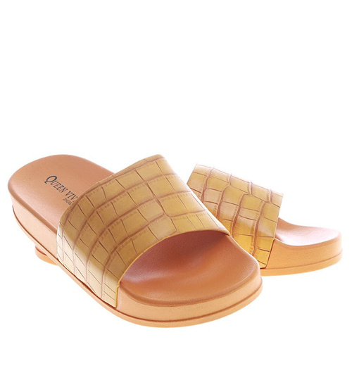 Żółte basenowe klapki damskie  /G7-2 13149 T193/