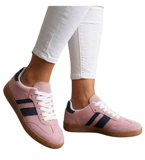 Pastelowe różowe sneakersy damskie /D4-3 18713 T444/