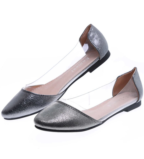 Transparentne srebrne balerinki /G4-2 15847 T190/