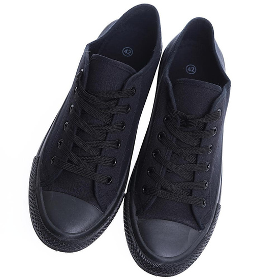 Czarne sznurowane trampki męskie z tkaniny /F1-2 15496 T232/