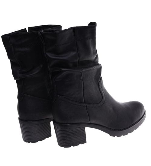 Damskie botki z wysoką cholewką Czarne ost490