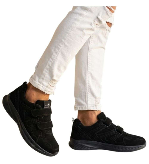 Czarne męskie buty sportowe na rzepy sneakersy /G12-1 15790 T289/