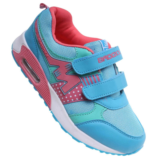 Niebieskie dziewczęce sneakersy na rzepy /G9-3 18130 T292/
