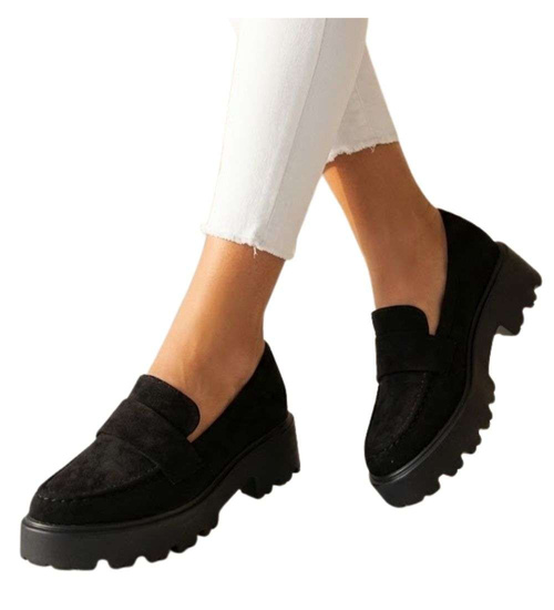 Wsuwane półbuty damskie z zamszu /G13-3 14651 T599/