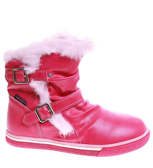 Botki ocieplane fuksjowe dziewczęce kozaki /E3-2 17002 T145/