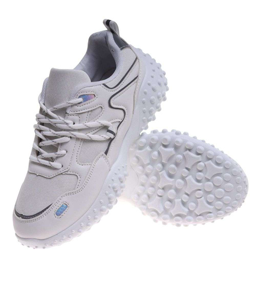 Białe sneakersy damskie sznurowane buty sportowe /D1-3 18710 T152/