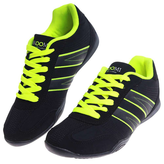 Wiązane damskie czarno zielone buty sportowe /E4-3 h2 15055 S146/