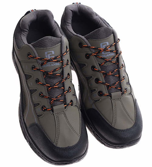 Sznurowane męskie buty trekkingowe Zielone /D2-1 10394 S393/