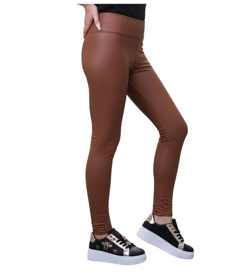 Elastyczne ciemno brązowe legginsy damskie /H UB923 T189/