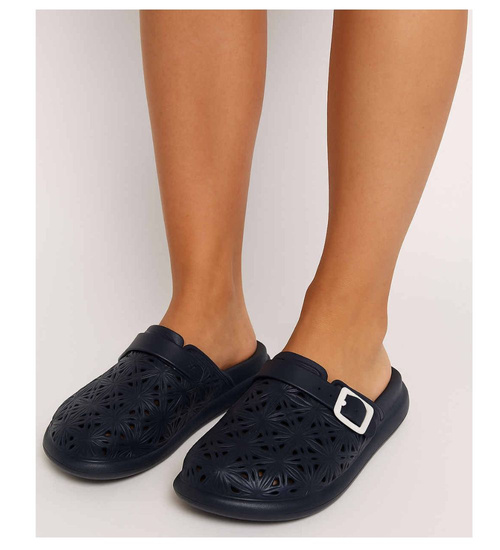 Klapki damskie Ażurowe buty na plażę Granatowe /H2 17854 G008/