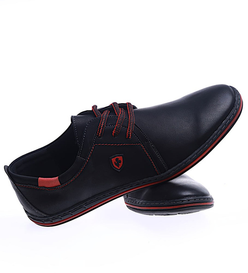 Sznurowane półbuty męskie Czarne /G1-1 14226 S593/