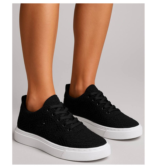 Ażurowe letnie trampki na platformie Czarne /G12-3 17950 G383 +H2/