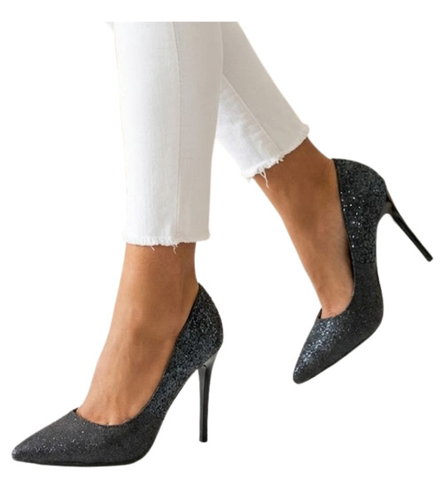 Czarne szpilki czółenka damskie /A10-3 10188 S496/