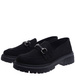 Czarne zamszowe półbuty loafersy na niskiej platfomie /D9-2 15342 T485/