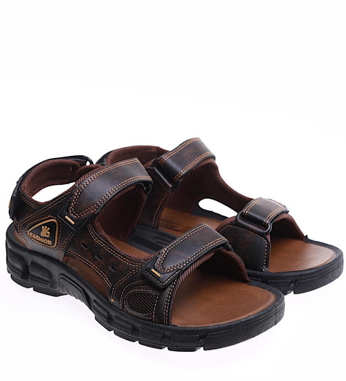 Brązowe męskie sandały rzymianki /B7-1 16502 T300/