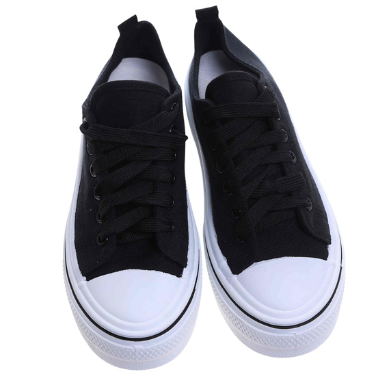 Czarne sznurowane trampki damskie na platformie /A10-2 17214 G185/