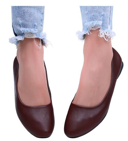 Bordowe baleriny damskie /A7-2 13357 T192/