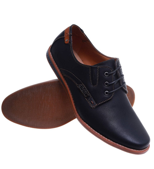 Czarne sznurowane półbuty męskie /C1-1+h2 10260 S386/