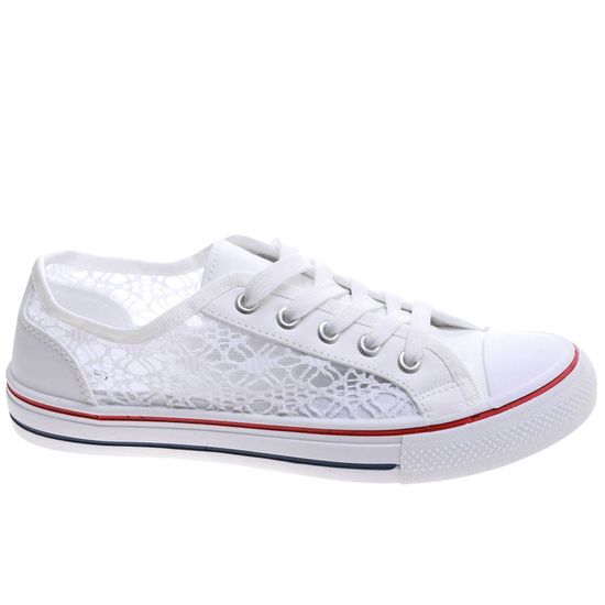 Koronkowe białe trampki damskie /G11-2 17412 T283/
