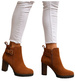 Botki damskie na obcasie Karmelowe /G3-3 18265 W327/