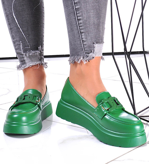 Zielone półbuty oxfordy na platformie 12310 /A10-3 2052-207 T695/