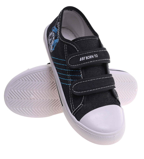 Czarne tenisówki chłopięce na rzepy /F6-1 18030 T189/