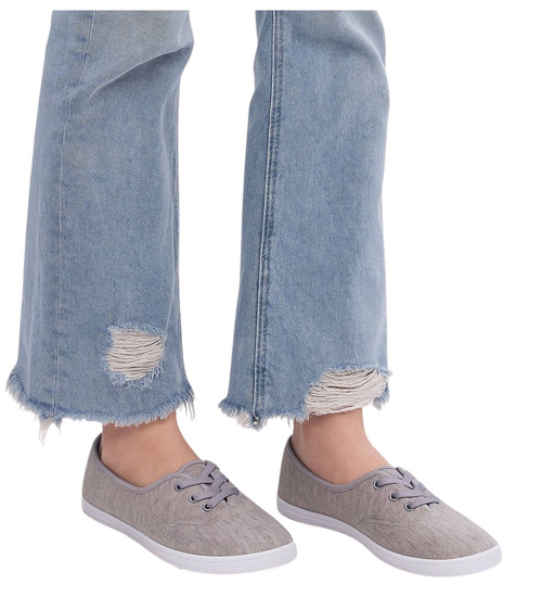 Wiązane damskie tenisówki szare /E8-1 18095 S098/