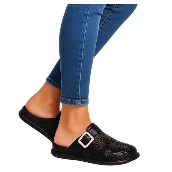 Klapki damskie Ażurowe buty na plażę Czarne /H2 17854 G008/