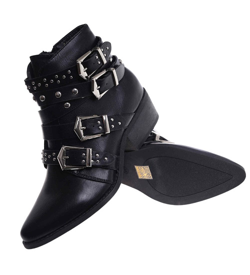 Czarne botki kowbojki z ćwiekami /D3-3 9348 S290/