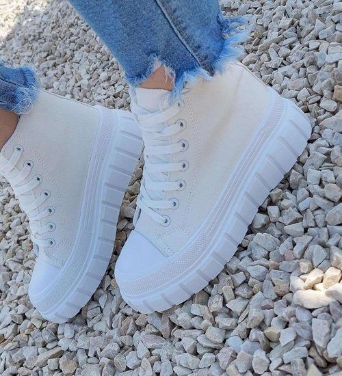 Mega modne damskie trampki Białe /G1-2 9142 S495/