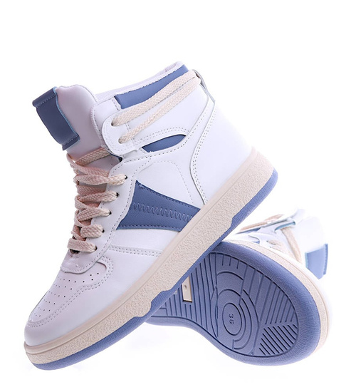 Biało niebieskie trampki z wysoką cholewką /B1-2 13525 T285/