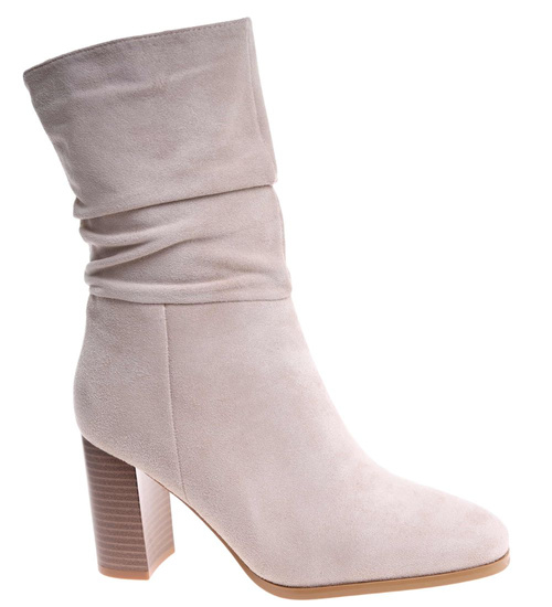 Beżowe eleganckie botki na obcasie /A2-3 18409 W383/