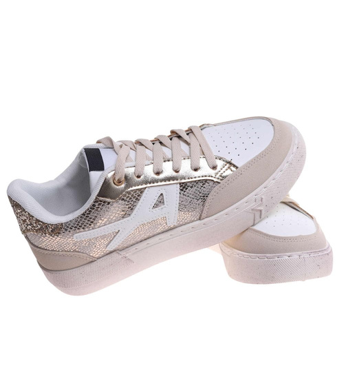 Trampki damskie sznurowane złote /i6-2 H2 18477 W16-6/